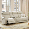 CHITA Genuine Leather Power Recliner Sofa, Wall Hugger Reclining Sofa with Console, Power Headrest, Dual Motor, USB Charging Ports, Recliner Couch for Living Room, RV, Leather in Cream