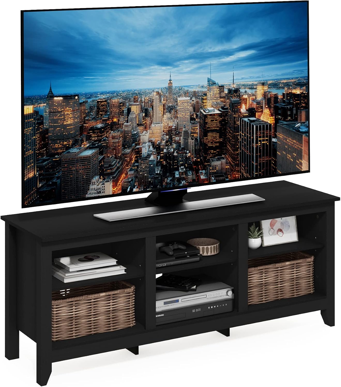 Furinno Jensen Entertainment Center for TV up to 65 Inch, 65-Inch, Americano