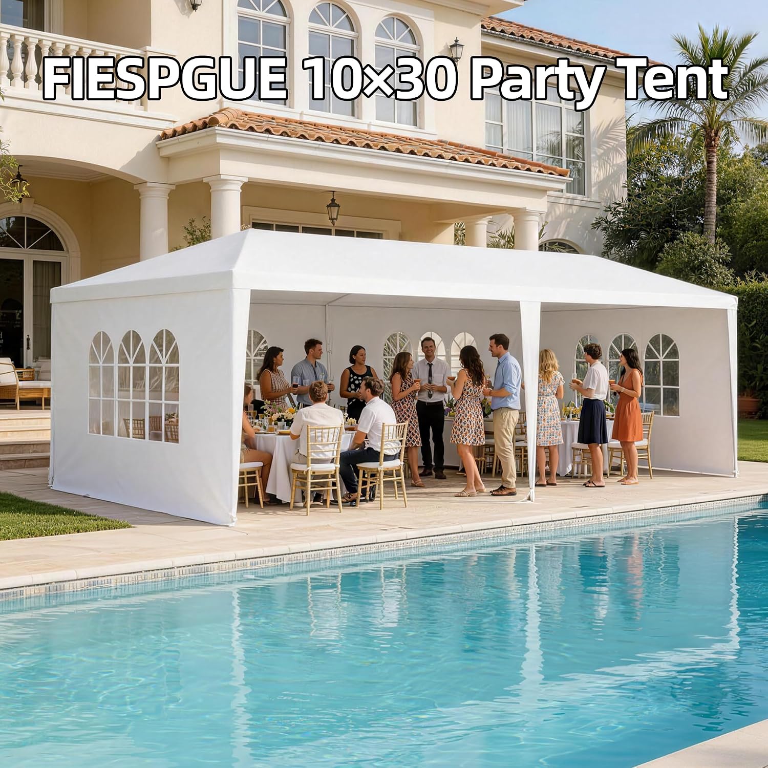 10x20 Party Tent Heavy Duty Outdoor Canopy Tents for Parties with 4 Removable Sidewalls Outside Large Carpas para Fiestas for Backyard Patio Events Wedding BBQ, White