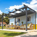 AECOJOY Retractable 10' x 14' Gazebo Pergola for Patio, Adjustable Sun Shade Canopy Roof, Small Wall-Mounted Lean to Outdoor Pergolas and Gazebos Clearance, Metal Awnings for Decks, Patio
