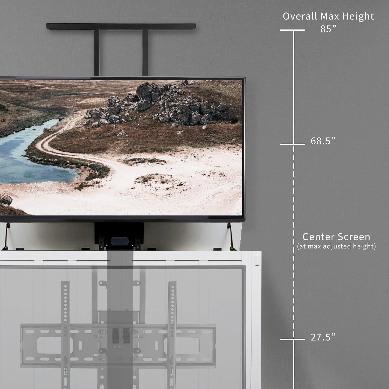 VIVO Motorized Large TV Stand for 37 to 77 inch Screens, Vertical Lift Television Stand with Remote Control, Compact TV Mount Bracket, MOUNT-E-UP80D
