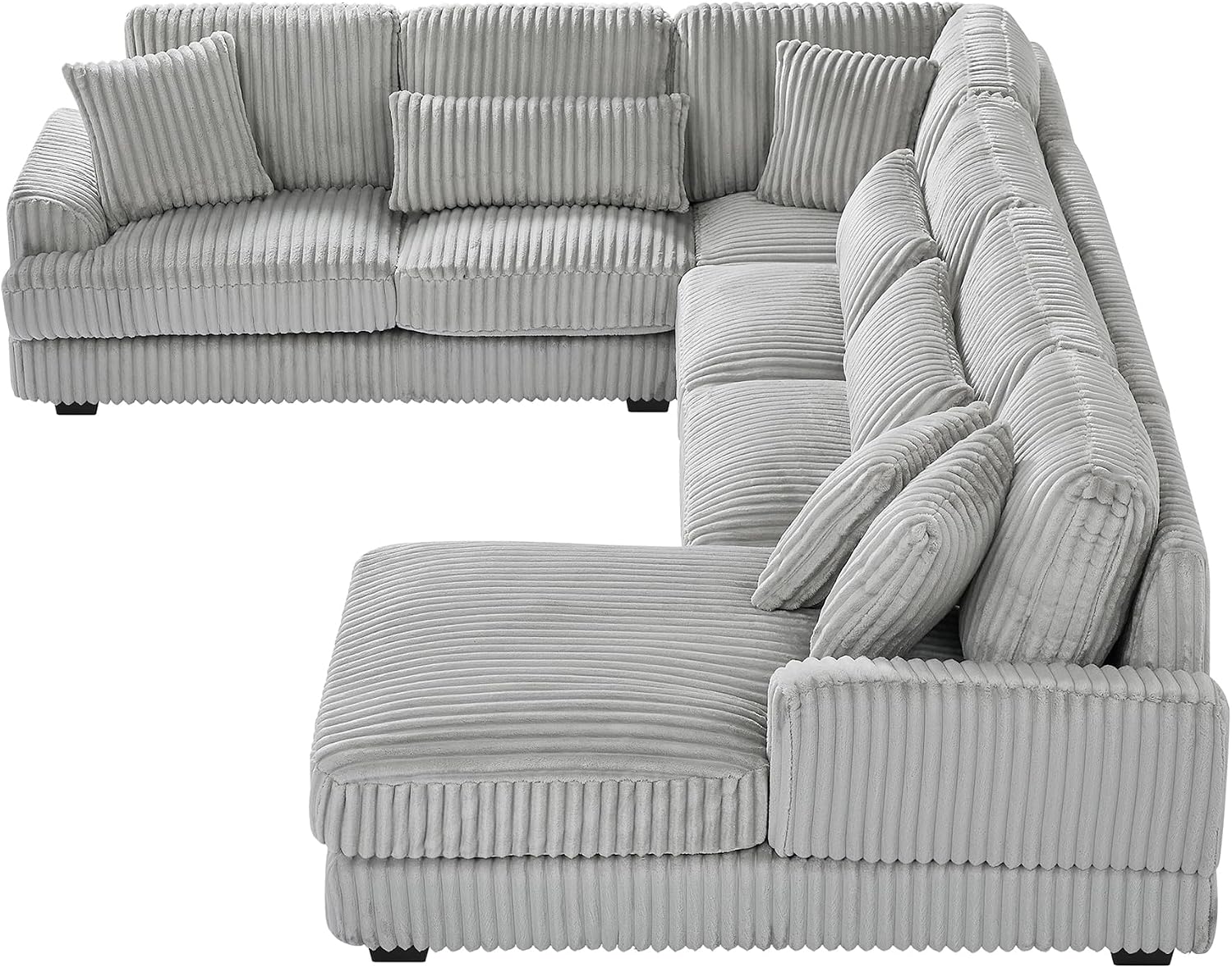 Oversized U-Shaped Sectional Sofa Modern Living Room Couch Upholstered in Soft Corduroy with a Chaise Lounge