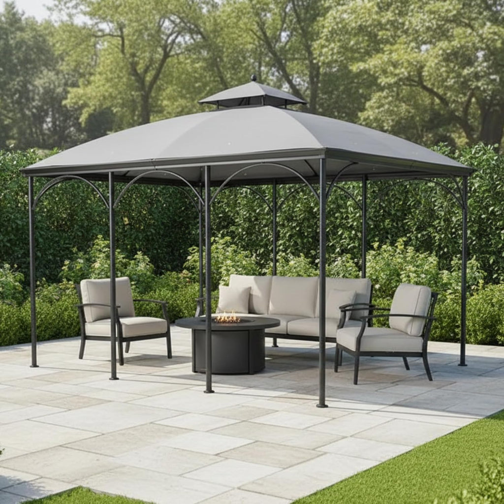 Garden Winds Reinforced RipLock 350 Replacement Canopy Top Cover Compatible with Somerset 10' x 12' Gazebo Model L-GZ212PCO-B – Slate Gray