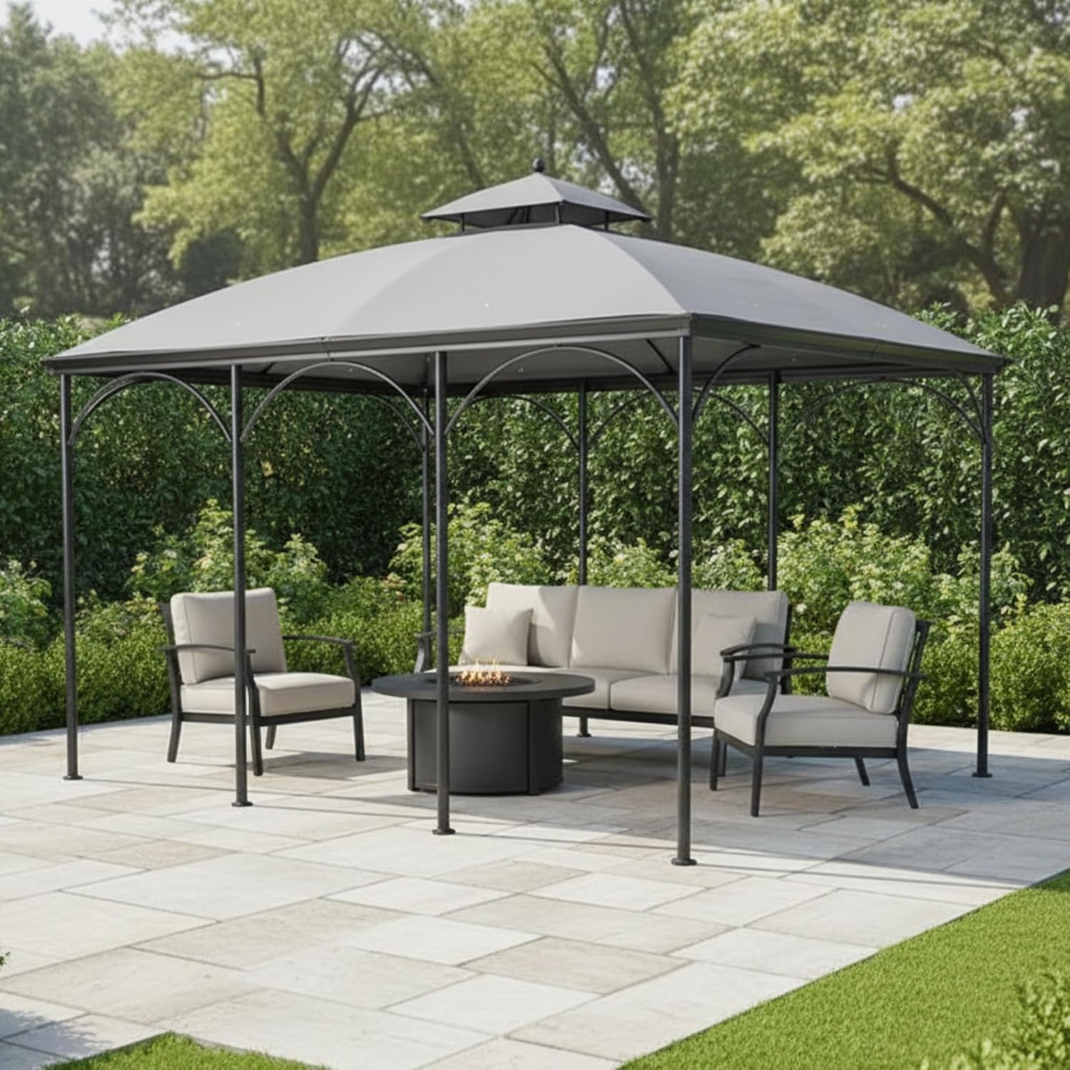 Garden Winds Reinforced RipLock 350 Replacement Canopy Top Cover Compatible with Somerset 10' x 12' Gazebo Model L-GZ212PCO-B – Slate Gray