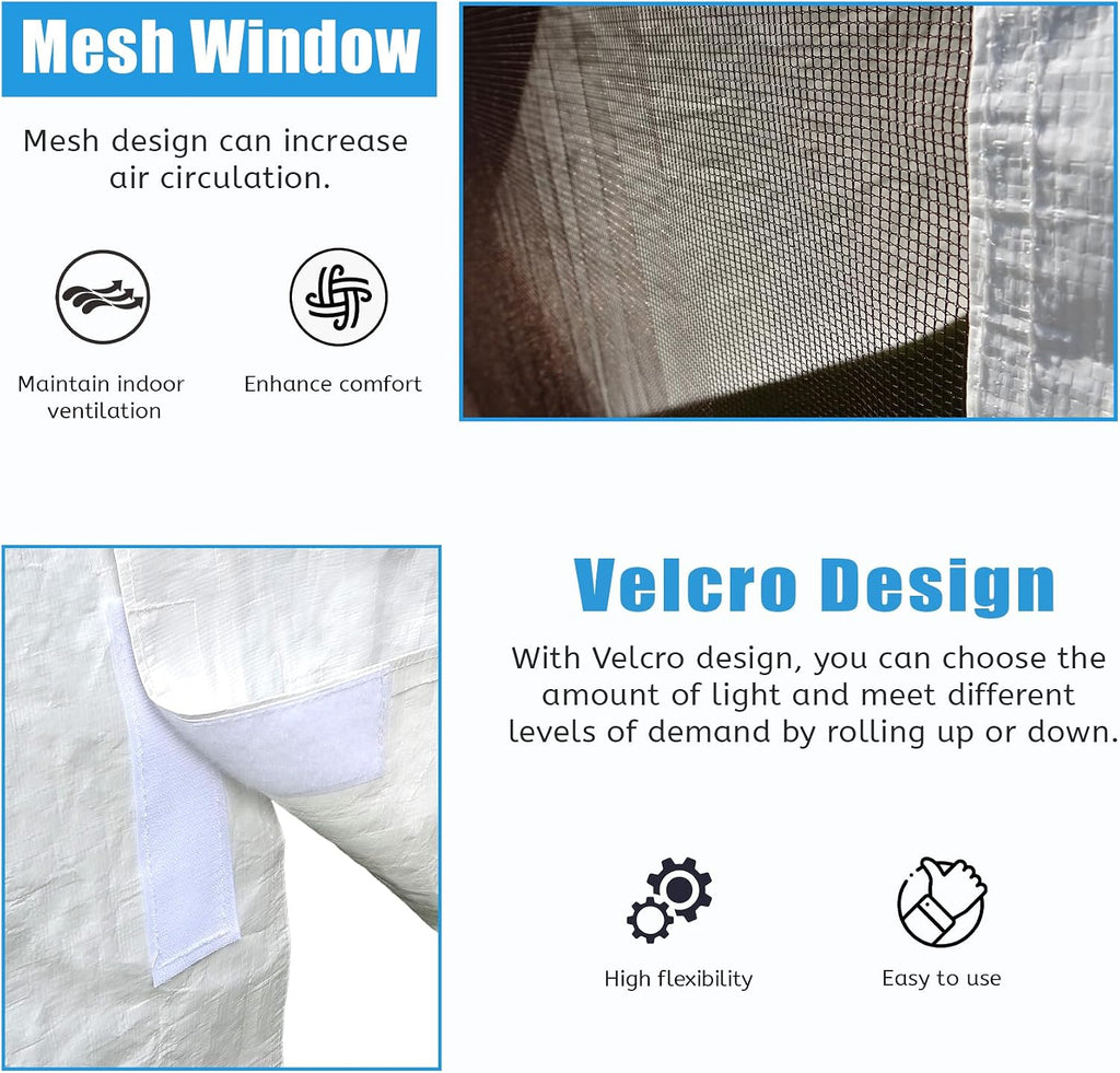 Domi 10'x10' Universal Winter Gazebo Cover, All Season Waterproof Enclosed Cover with Sidewalls and Mesh Windows, White