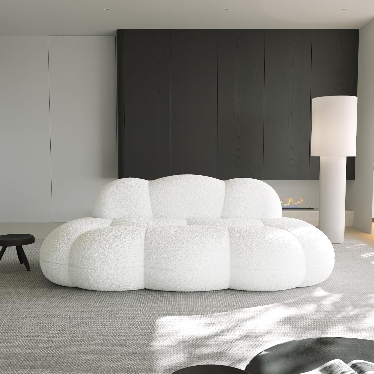 JACH Cloud Shaped Couches for Living Room, Modern Comfy Upholstered Sofa, Cloud Shaped Leisure Sofa, Upholstered Couch for Bedroom, Apartment, Small Space (White, No Assembly Required)