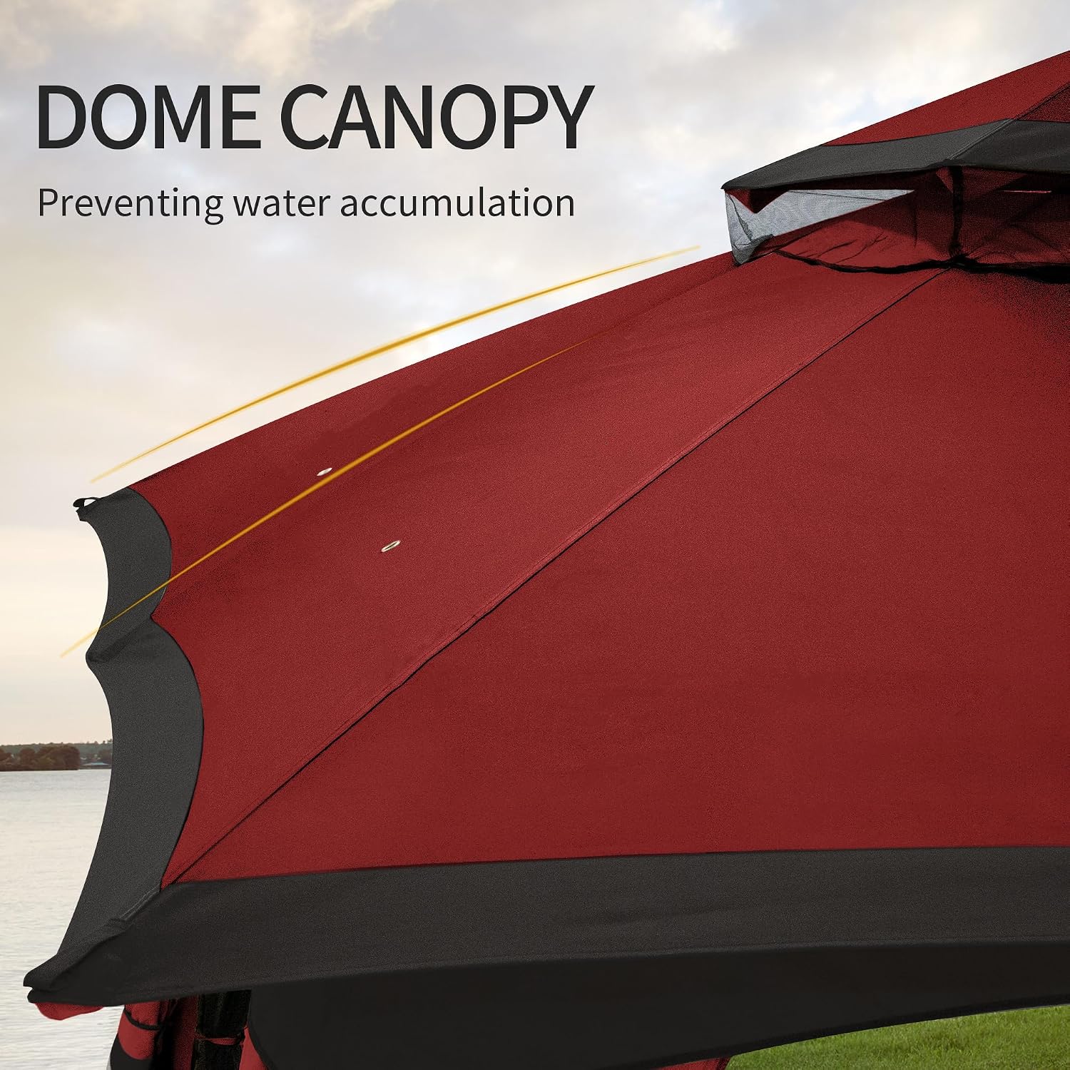 Outdoor Patio Gazebo 10'x20', CPAI-84 Heavy Duty Party Tent & Shelter with Double Roofs, Mosquito Netting and Privacy Curtains for Backyard, Garden, Lawn, Red
