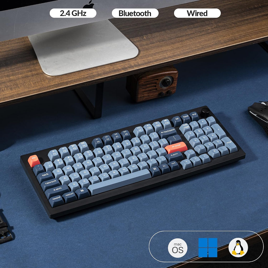 Keychron V5 Max Custom Wireless Mechanical Gaming Keyboard with Number Pad, 96% Layout QMK/VIA 2.4 GHz/Bluetooth 5.1/Wired, RGB Backlit Hot-Swappable Gateron Red Switch for Mac Windows Linux