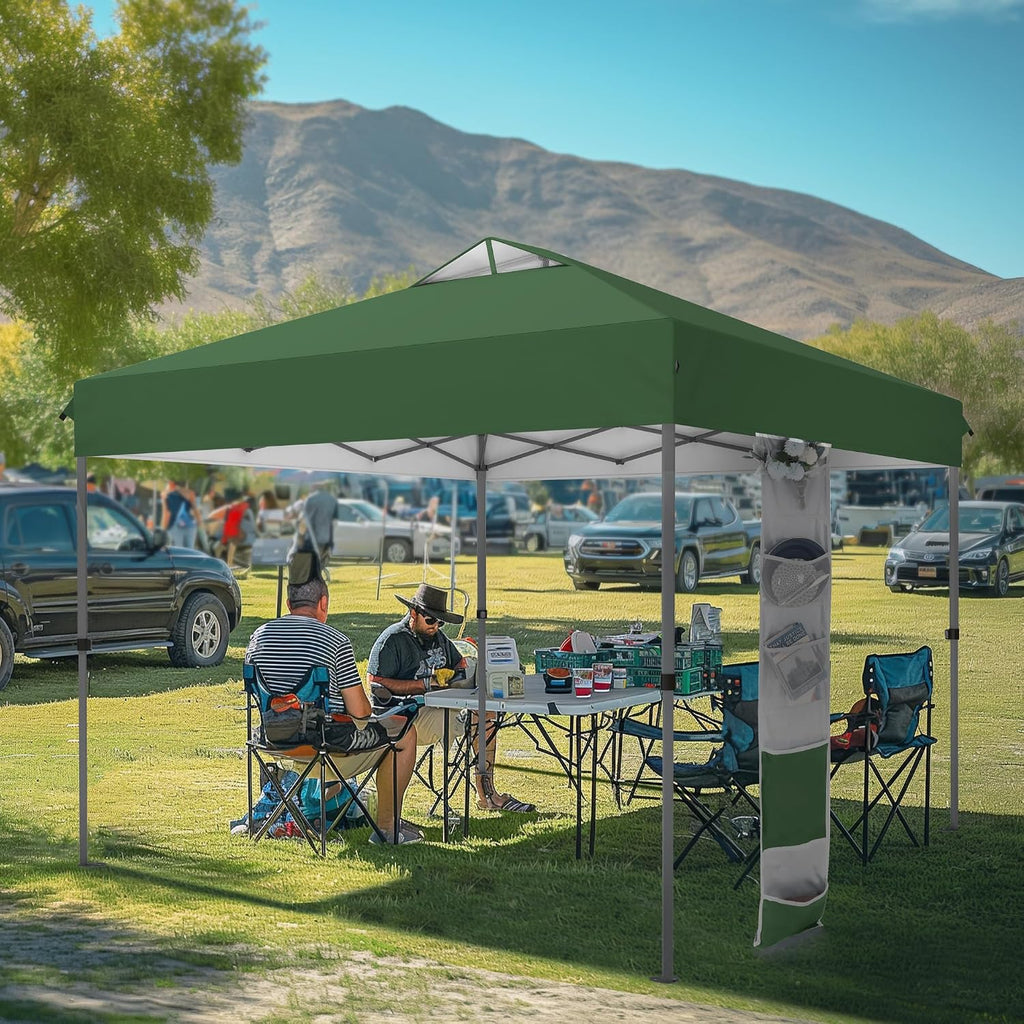 MFSTUDIO 10x10 Pop up Canopy Tent, Gazebo Shelter Sun Shade Canopies One Push Setup Portable Popup Easy Set up Tents with Vented Top,Storage,4 Sandbags,for Beach,Parties,Camping