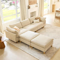 CHITA 127' Super Large Sectional Couches for Living Room, Modular Cloud Couch Sectional Sofa, Premium Fabric Couches, Down Filled, High Density Foam, Chenille in Beige, 5 Seat U Shaped