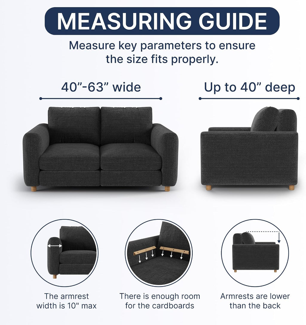 PAULATO BY GA.I.CO. Loveseat Slipcover - Stretch Couch Cover - Cushion Love Seat Sofa Cover - Soft Polyester Fabric Slipcover - 1-Piece Form Fit Washable Protector - Mille Righe Collection - Cream