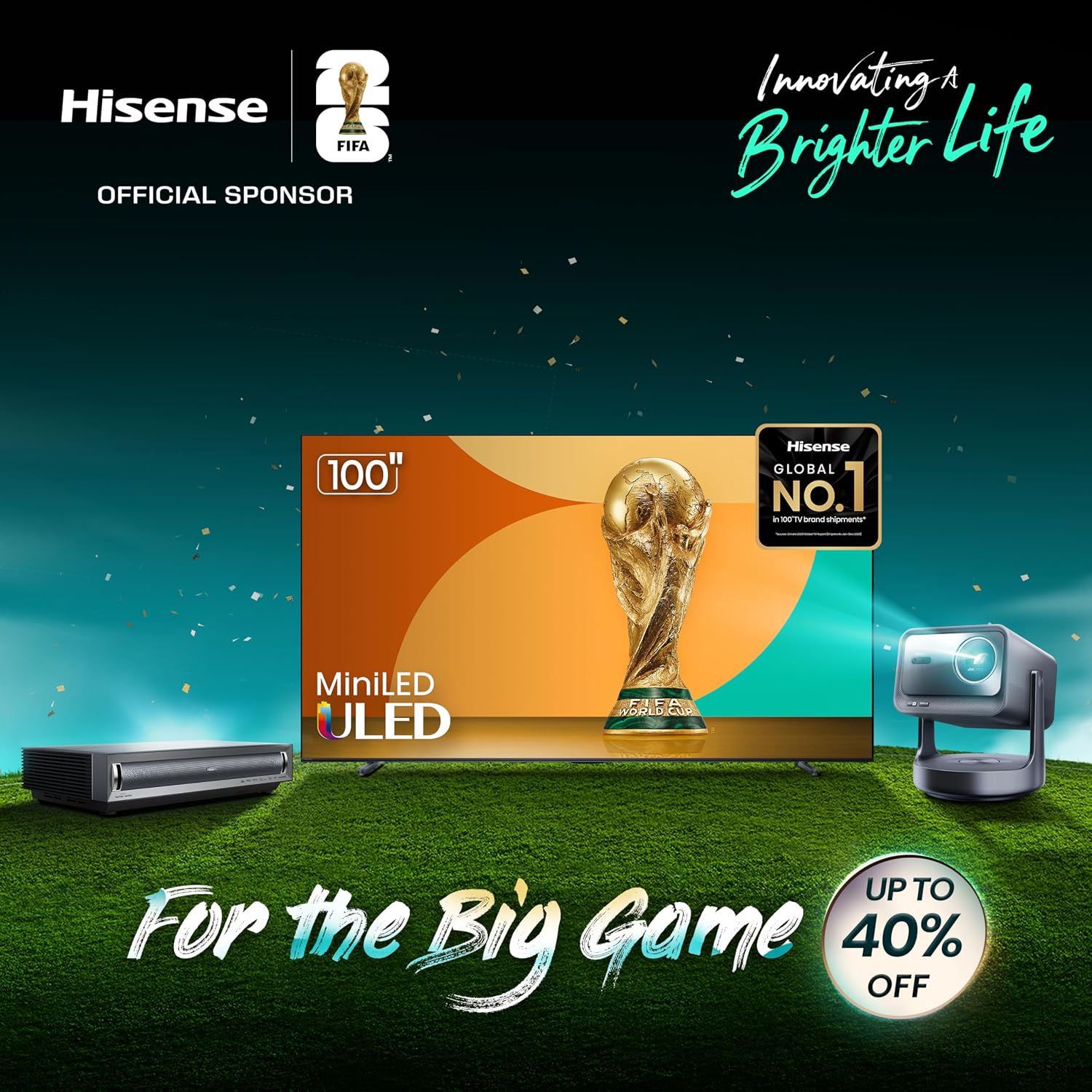 Hisense 100' Class U8 Mini-LED ULED 4K UHD Google Smart TV (100U8QG, 2025 Model) - QLED, Native 165Hz, VRR 288, Up to 5000 Nits, HDR10+, Dolby Vision IQ · Atmos, IMAX Enhanced, 4.1.2 Ch Surround