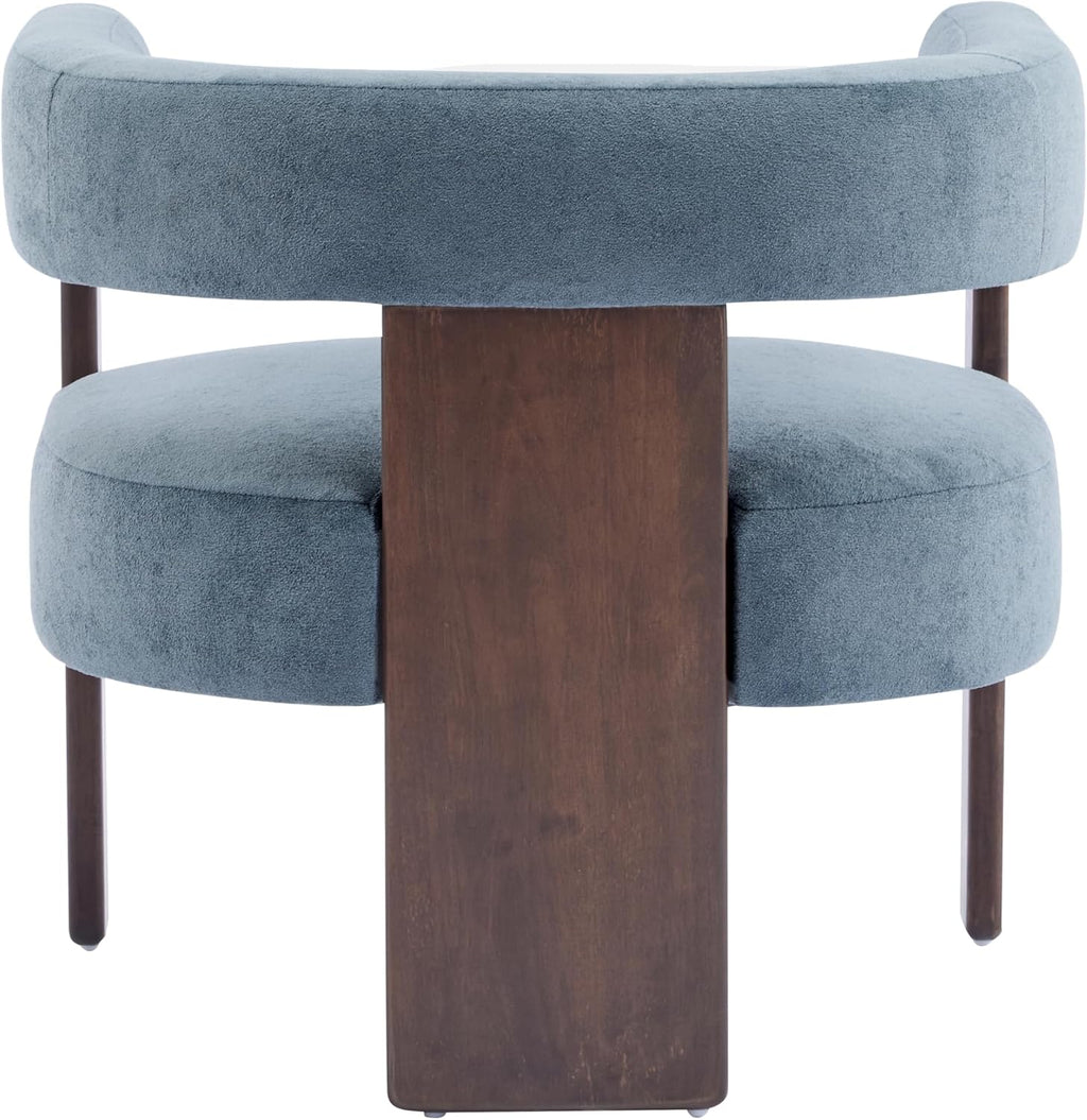Christopher Knight Home Nettie Modern Accent Chair for Living Room, Velvet Fabric Single Lounge Sofa Chair with Wooden Frame, Comfy Reading Chair for Bedroom, Lounge Armchair with Cushion, Dusky Blue