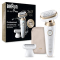 Braun Silk-épil 9 Flex Epilator, 360 Flex and Pivoting Head, Wet and Dry, Includes Shaver Head, Trimmer Comb, SES9-041 3D, Tinted Gold
