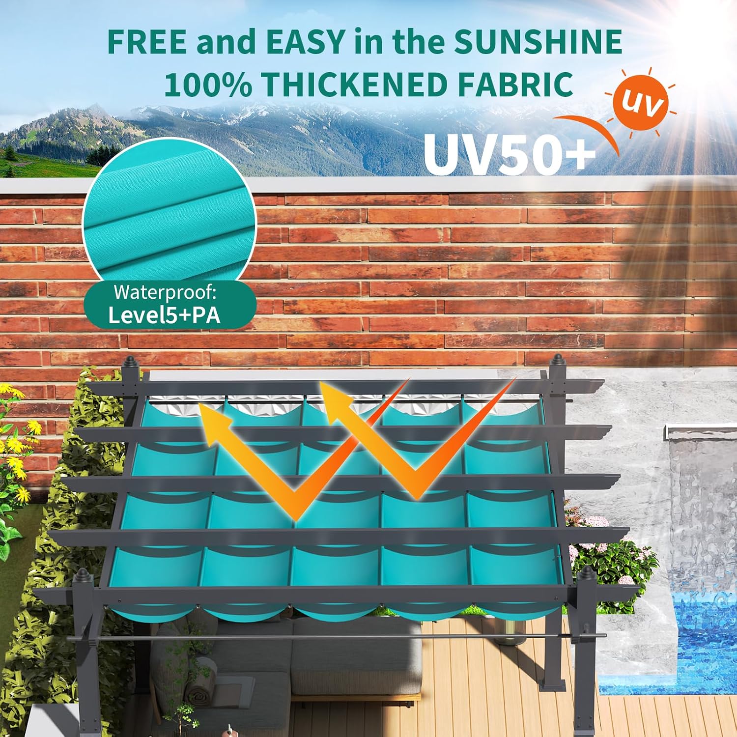 GarveeTech Outdoor Pergola, 10 x 13 FT Retractable Pergola Canopy, Reinforced Aluminum Frame, Heavy Duty Patio Pergolas Gazebos with Netting, Outdoor Shelter for Porch, Backyard, Deck