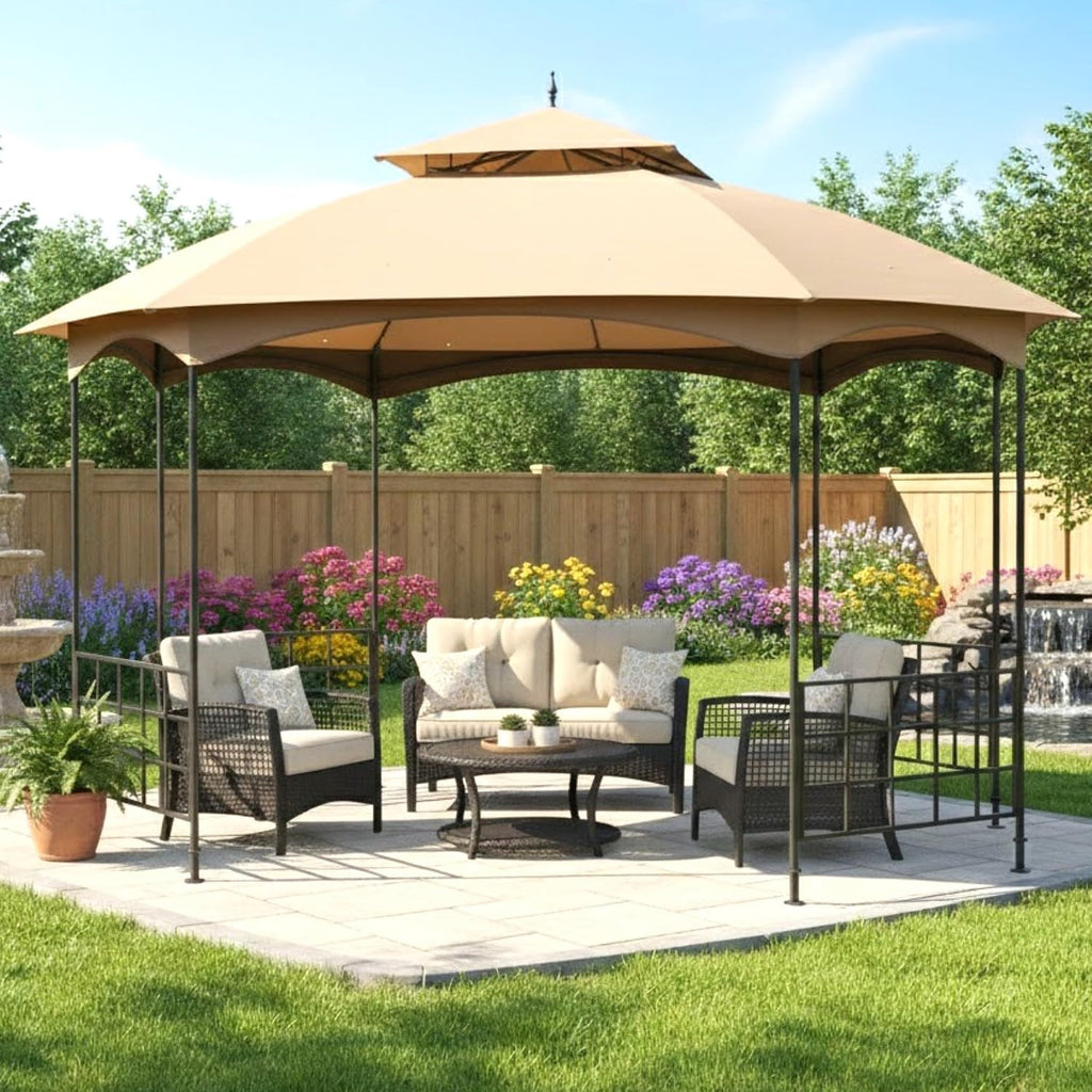 Garden Winds Durable Replacement Canopy Top Cover Compatible with The L-GZ660PST Newport 11' x 13' Octagon Gazebo - Classic Sand, 350