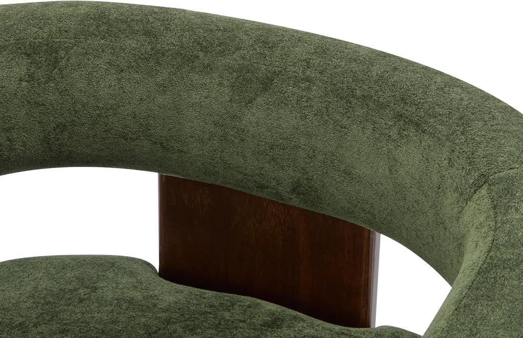 Christopher Knight Home Nettie Modern Accent Chair for Living Room, Velvet Fabric Single Lounge Sofa Chair with Wooden Frame, Comfy Reading Chair for Bedroom, Lounge Armchair with Cushion, Olive Green