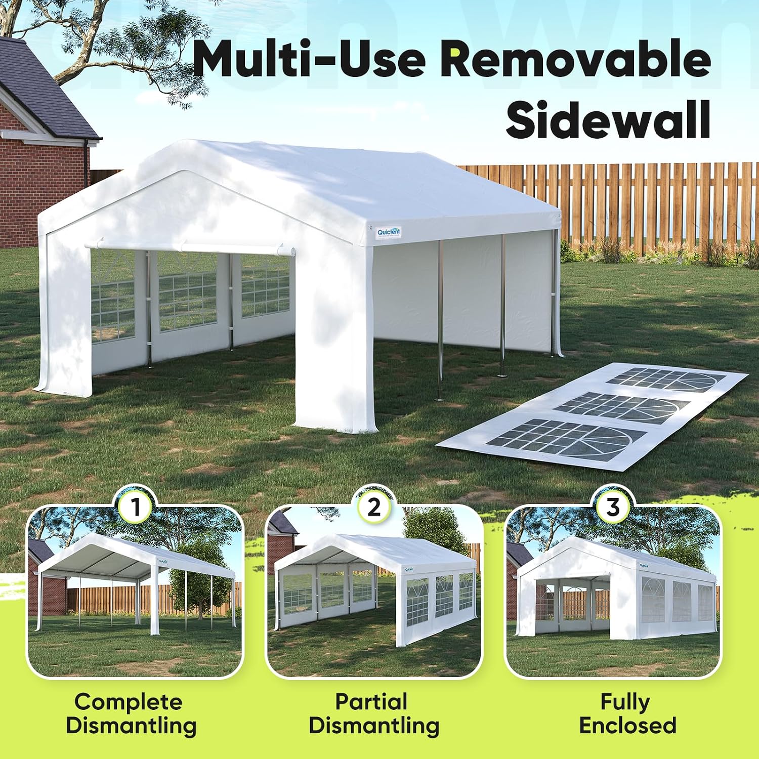 Quictent Premium 13x20 Party Tent Heavy Duty Outdoor Gazebo White Event Shelter Wedding Canopy Tent for Parties Carport BBQ with Removable Sidewall Windows & Storage Bags