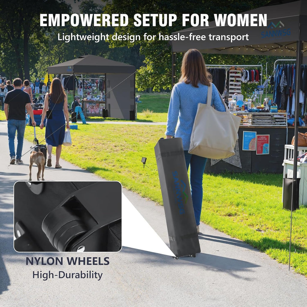 10X10 Pop Up Canopy Tent,Removable Pockets Sidewall for Extra Storage,Easy Up Canopy,Heavy Duty One Person Set Up Event Tent,Grey