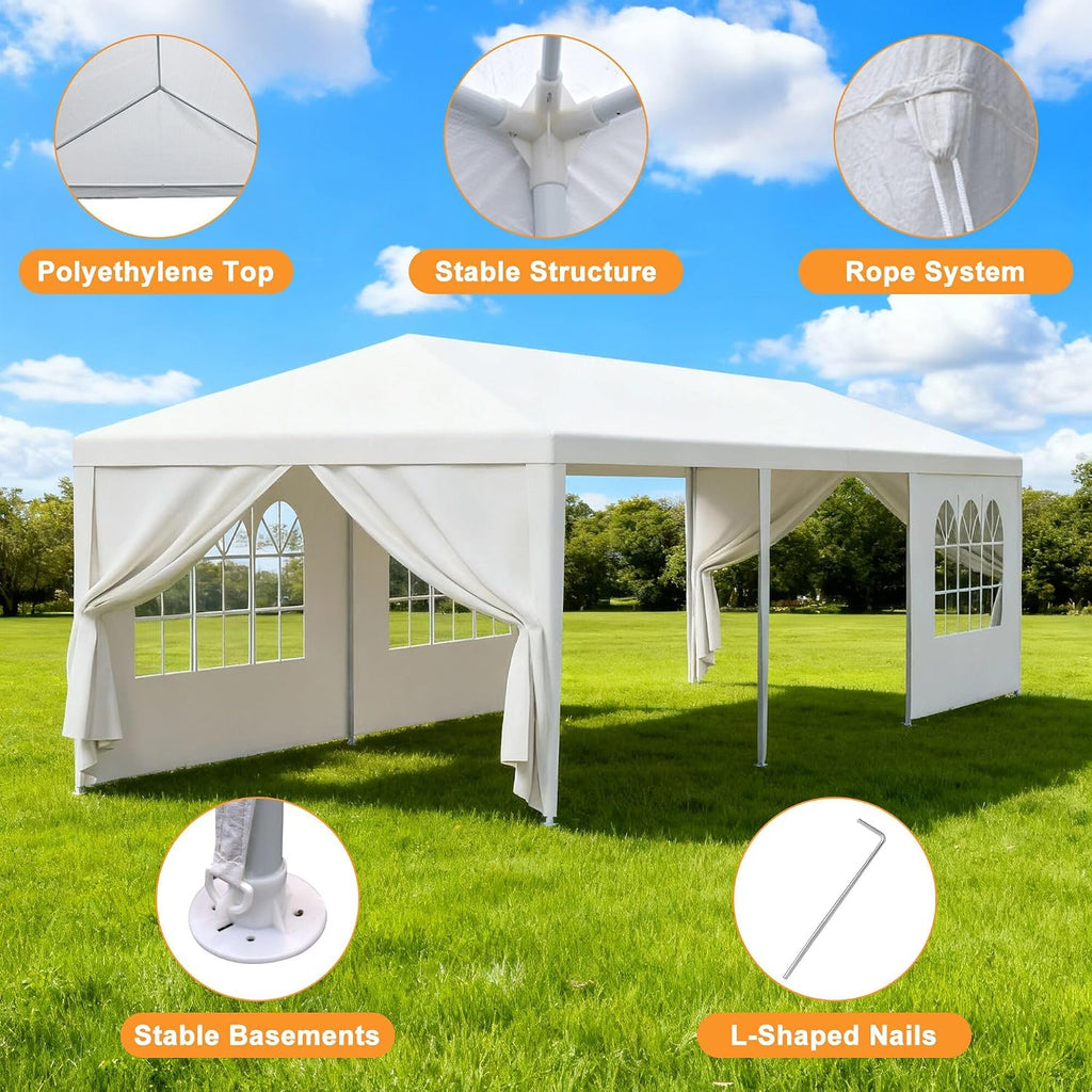 HomGarden 10'x30' Outdoor Party Tent Heavy Duty Large Backyard Canopy Tent Cater Party Favor Supplies Patio Gazebo for Outdoor Events Wedding Gatherings BBQ with Removable Sidewalls