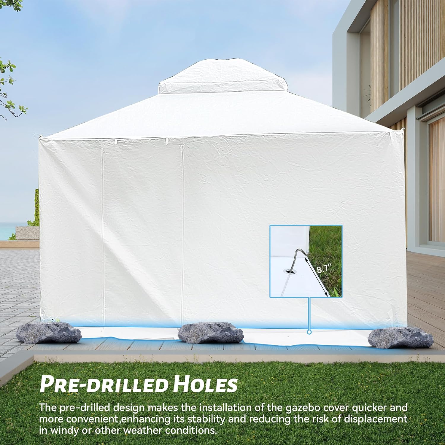Domi 10'x10' Universal Winter Gazebo Cover, All Season Waterproof Enclosed Cover with Sidewalls and Mesh Windows, White