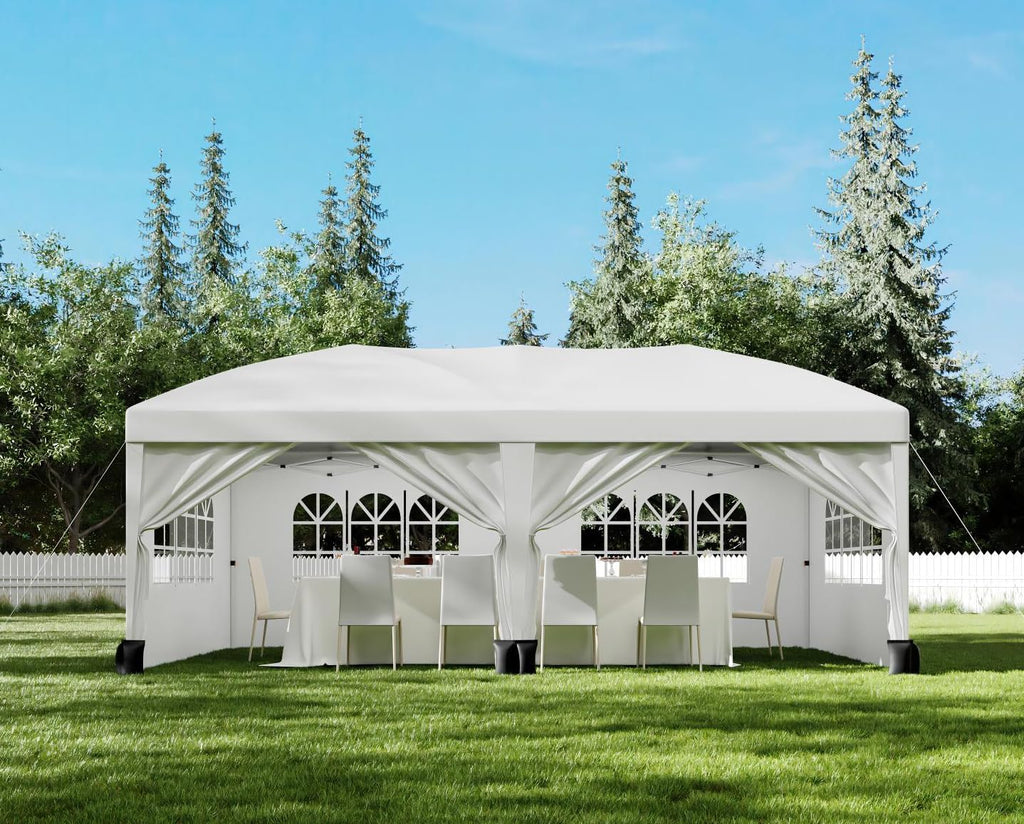 10x20 Pop Up Canopy Heavy Duty Commercial Instant Canopy Tent with 6 Sidewalls All Weather Waterproof Outdoor Wedding Party Tents for Parties Easy Set Up Canopy Gazebo for Backyard, Patio, Garden