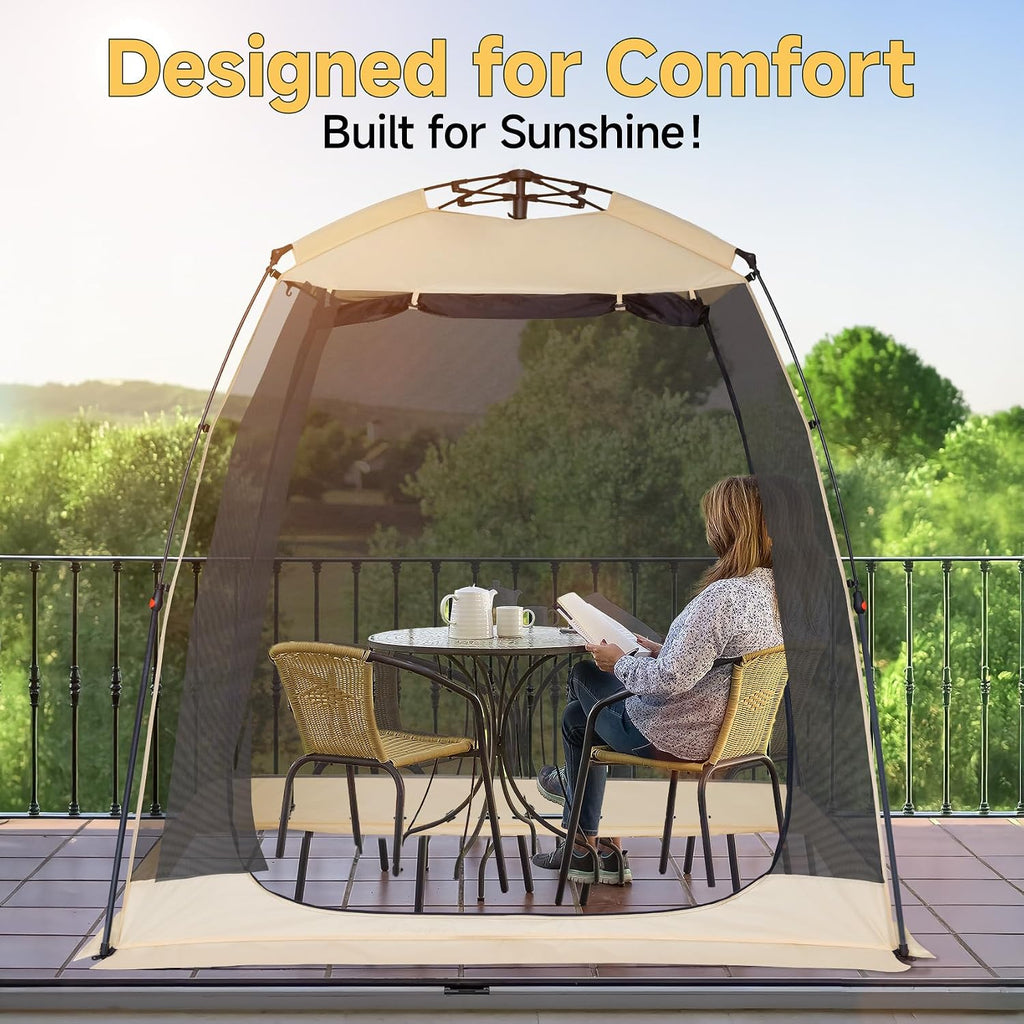 EighteenTek Screen House Gazebo, 2-4-6 Person Pop Up Screen Tent, Instant Screen Room with Carry Bag, Outdoor Mosquito Tent Pop-Up, Sun Shade Shelter for Patio, Garden, Backyard, Deck