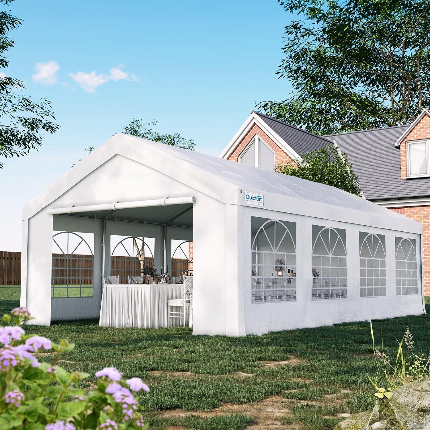 Quictent Premium 10x30 Party Tent Heavy Duty Outdoor Gazebo White Event Shelter Wedding Canopy Tent for Parties Carport BBQ with Removable Sidewall Windows & Storage Bags