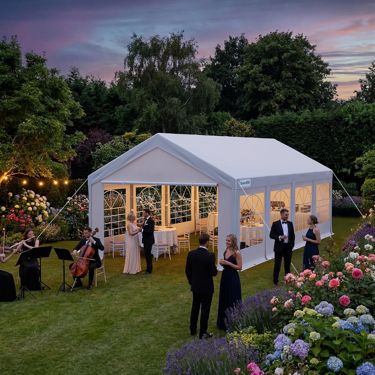 Quictent 13x26ft Party Tent Heavy Duty Outdoor Gazebo White Party Wedding Tent Canopy Shelter Carport with 4 Carry Bags