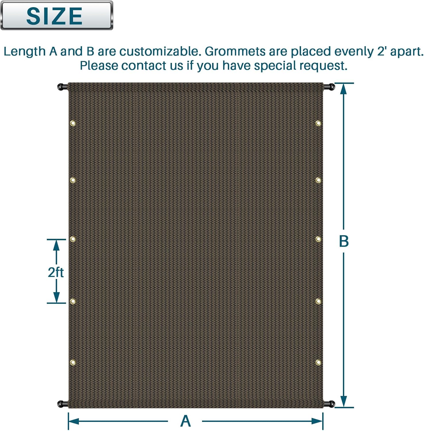 COARBOR 11'x4' Outdoor Pergola Replacement Shade Cover Canopy Privacy Patio Shade Screen with Grommets Weight Rods for Patio Deck Backyard Gazebo Pergola Brown