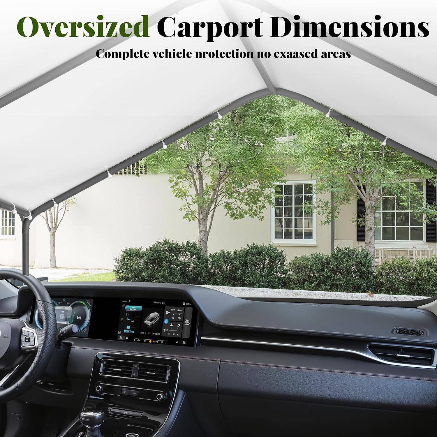 GOJOOASIS 10x20 Carport Heavy Duty Portable Garage Shelter Metal Car Canopy Tent with UV-Resistant & Weatherproof Top Cover for RV & Vehicles (White, 10x20 Without sidewalls)