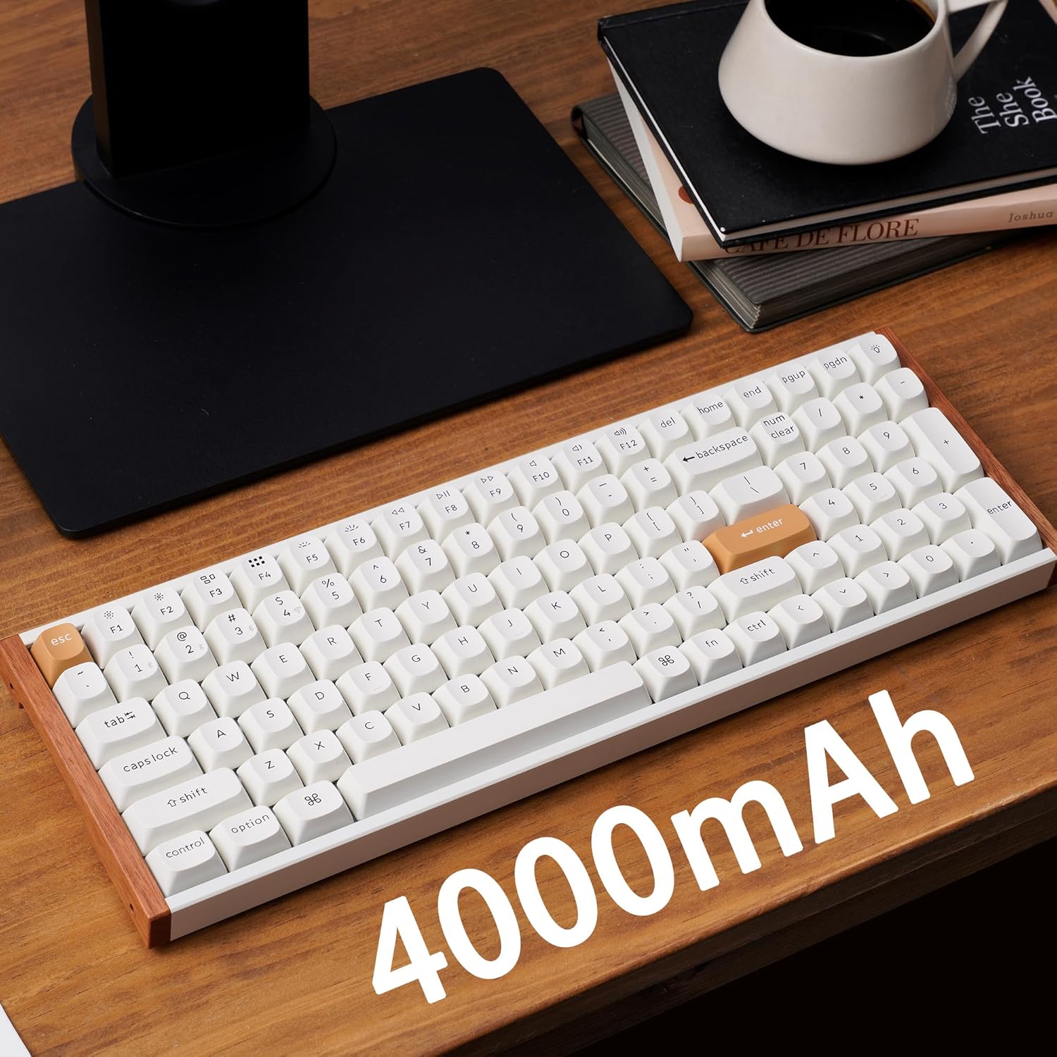 Keychron K4 HE QMK Wireless Gaming Custom Mechanical Keyboard, 2.4 GHz/Bluetooth/Wired 96% Layout Hot-Swappable Programmable RGB Backlit Gateron Magnetic Switches for Mac Windows, Wood Frame-White
