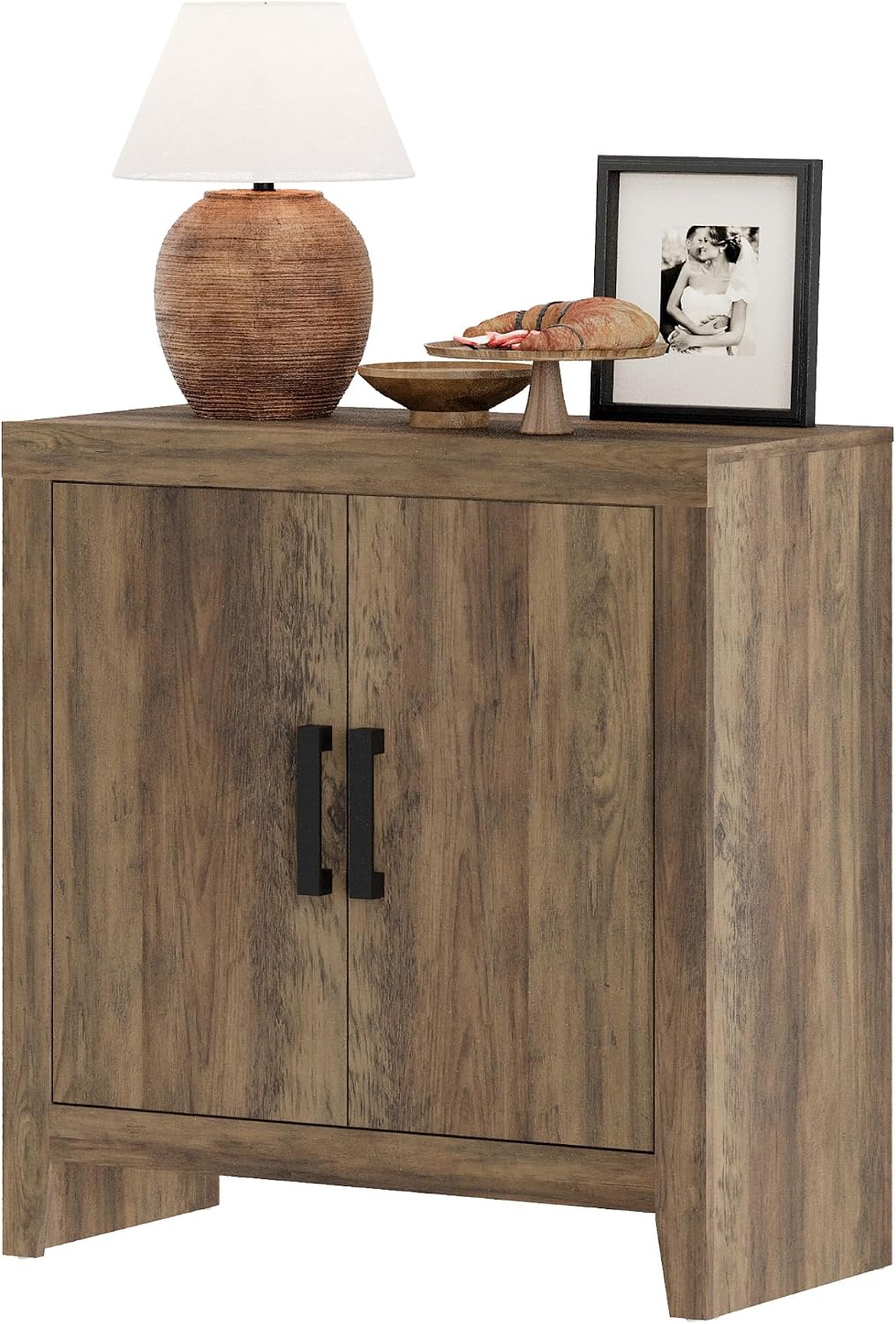 WAMPAT Farmhouse TV Stand with Storage Cabinet for TVs up to 50 Inch, Rustic Entertainment Center with Doors & Shelves, Media Console Table for Living Room, Bedroom, or Office, Brown