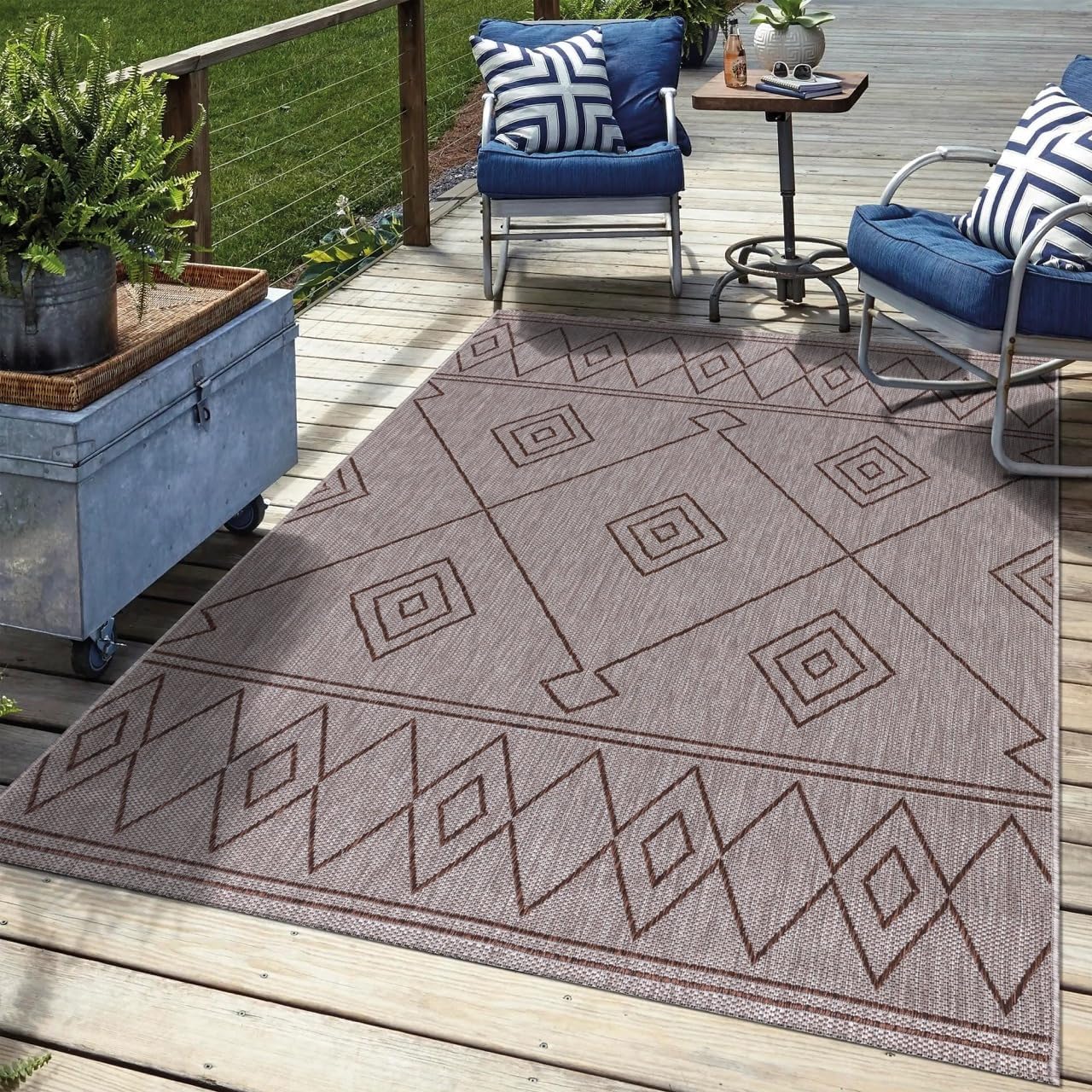 Keen Home Design Terrace Outdoor Area Rug - 9x12 Washable Indoor/Outdoor Rug for Patio, Kitchen, Balcony, Beach, Garden, Deck and Porch, Size: 8'10'x12'