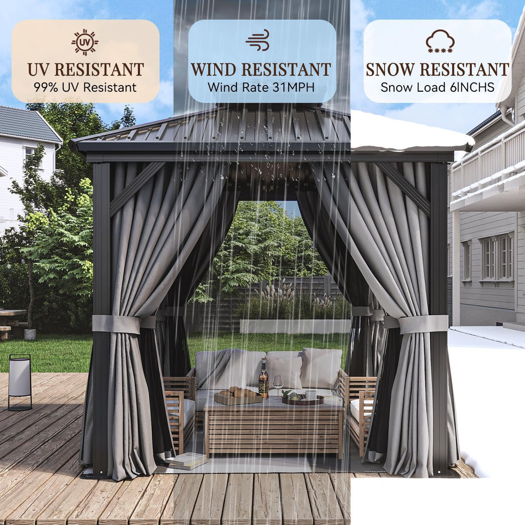 8 Ft. W X 8 Ft. D Patio Gazebo with Double Roof