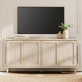 WAMPAT 65' Modern Farmhouse TV Stand with Handcrafted Patchwork Doors for 55-75' TVs, Entertainment Center Console with Cable Management, Adjustable Shelves Storage for Living Room, Light Oak