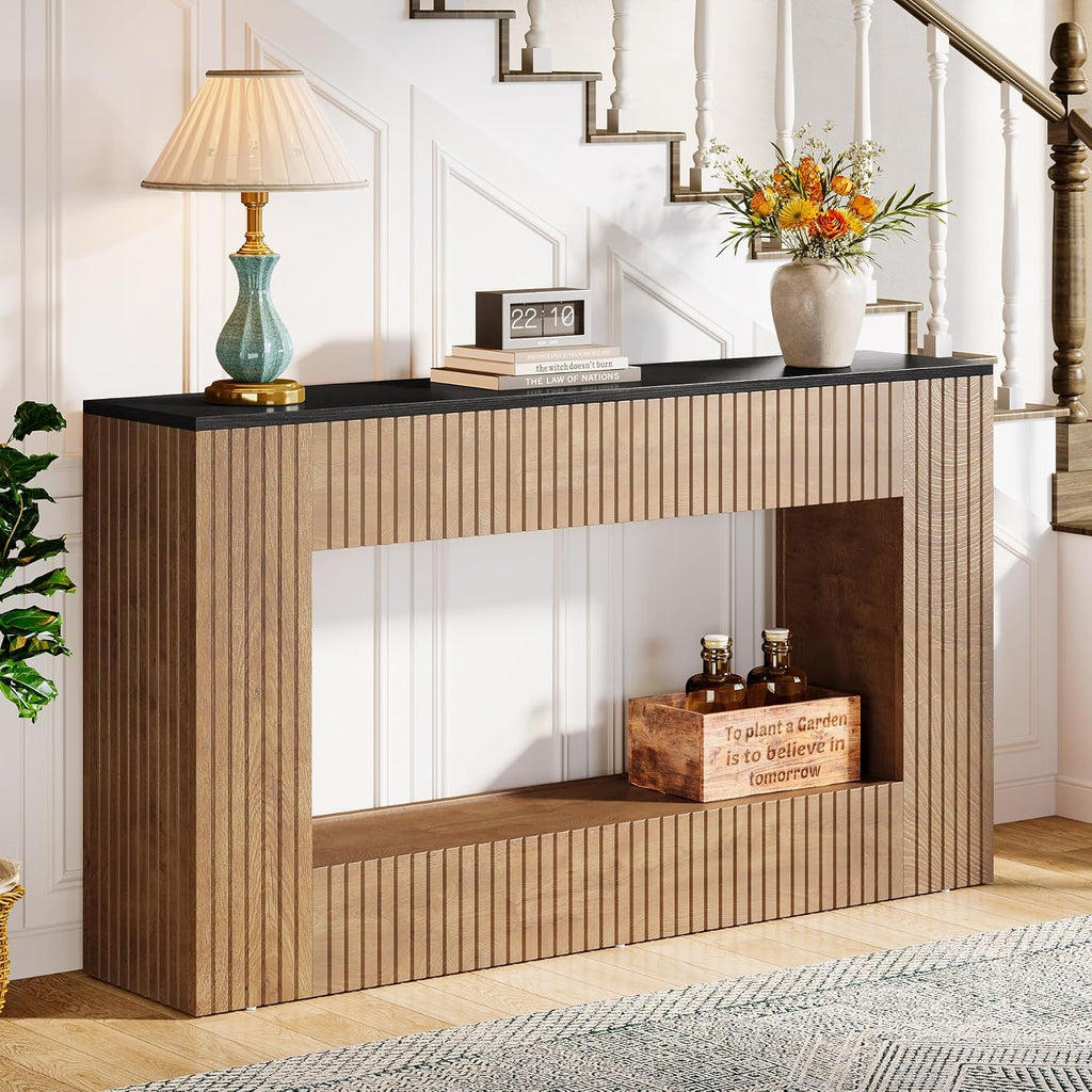 Tribesigns Modern Console Table, 55-Inch Wood Entryway Table with Storage, Narrow Long Sofa Table Behind Couch Table for Living Room, Foyer, Hallway, Brown