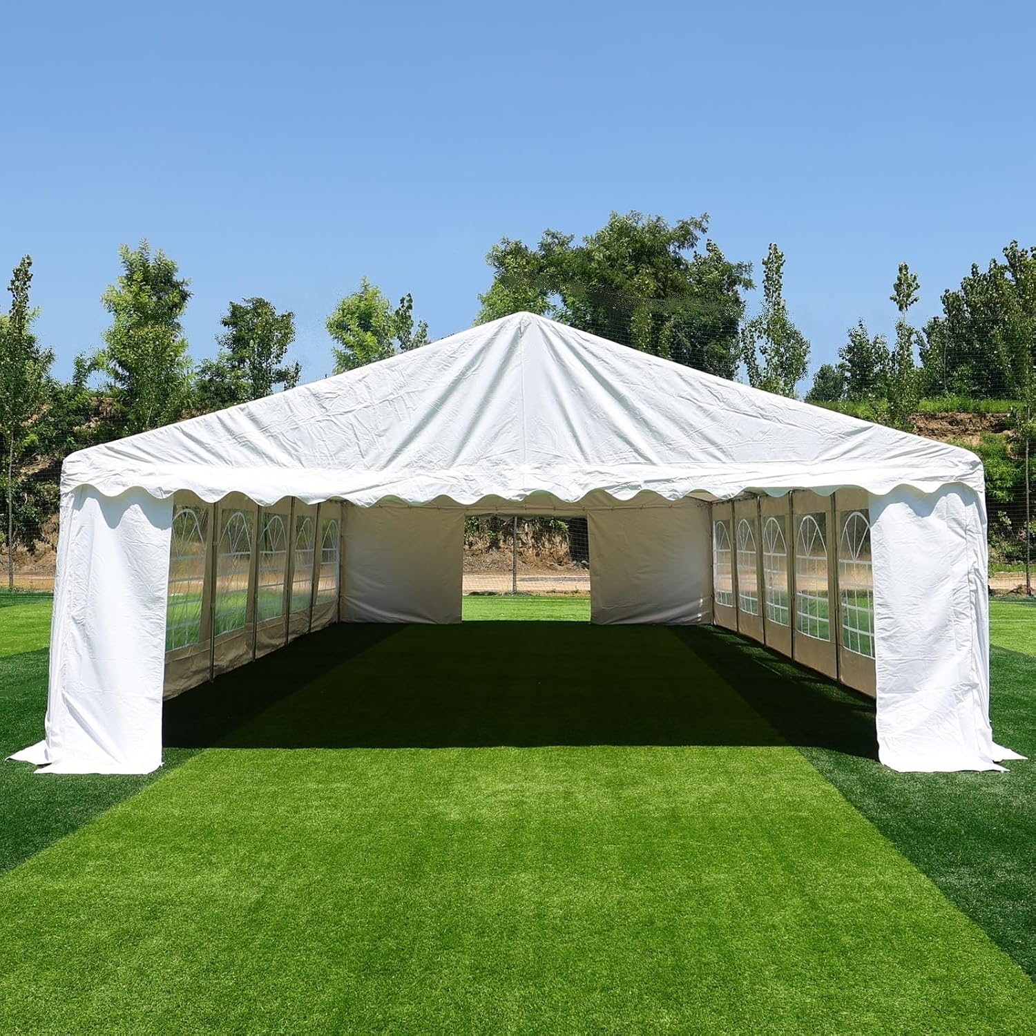 20x40 Premium PVC Party Tent Heavy Duty Outdoor Commercial Event Tent, Elegant White Large Wedding Tent Gazebo Carport Shelter Canopy with Removable Sidewall Windows, Water UV Fire Resistant