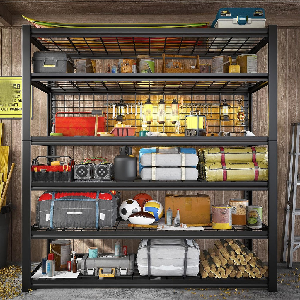 REIBII 84' H Garage Shelving, 6-Tier Storage Shelves Heavy Duty Loads 3500LBS, 48' W Adjustable Garage Shelves, Metal Shelving for Basement, Warehouse, 84' H x 48' W x 20' D