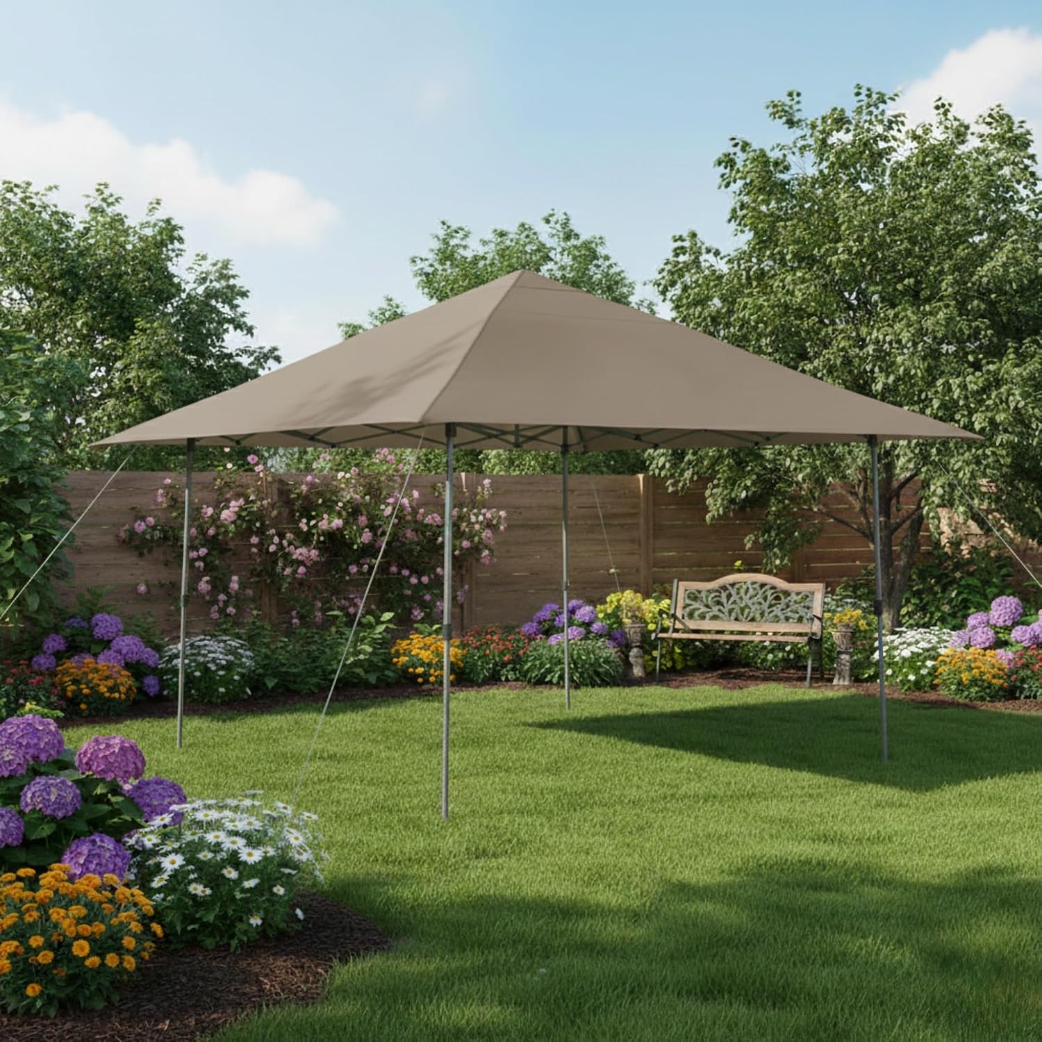 Garden Winds Reinforced RipLock 350 Replacement Canopy Top Cover Compatible with Core 13' x 13' Center Push Up Pop Up Canopy Models 1654628, 40325, 40155 - Nutmeg