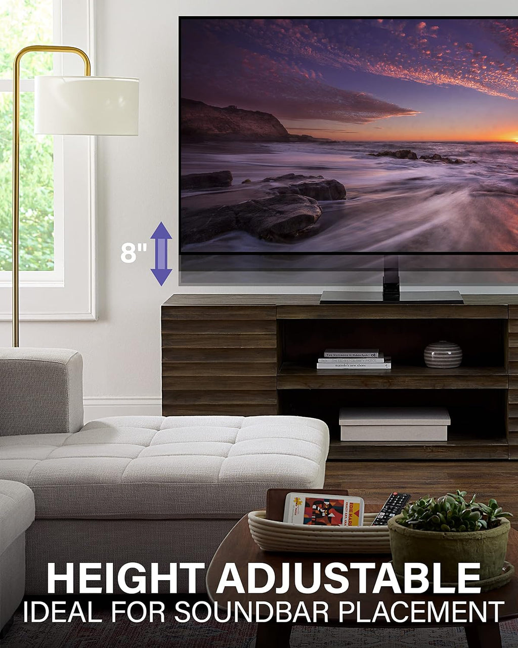 SANUS Universal TV Stand - Large Swivel Base Replacement TV Stand for Screens Up to 86' - Swivels 70 Degrees & Height Adjusts 8' - Compatible with Sony, Vizio TCL & More