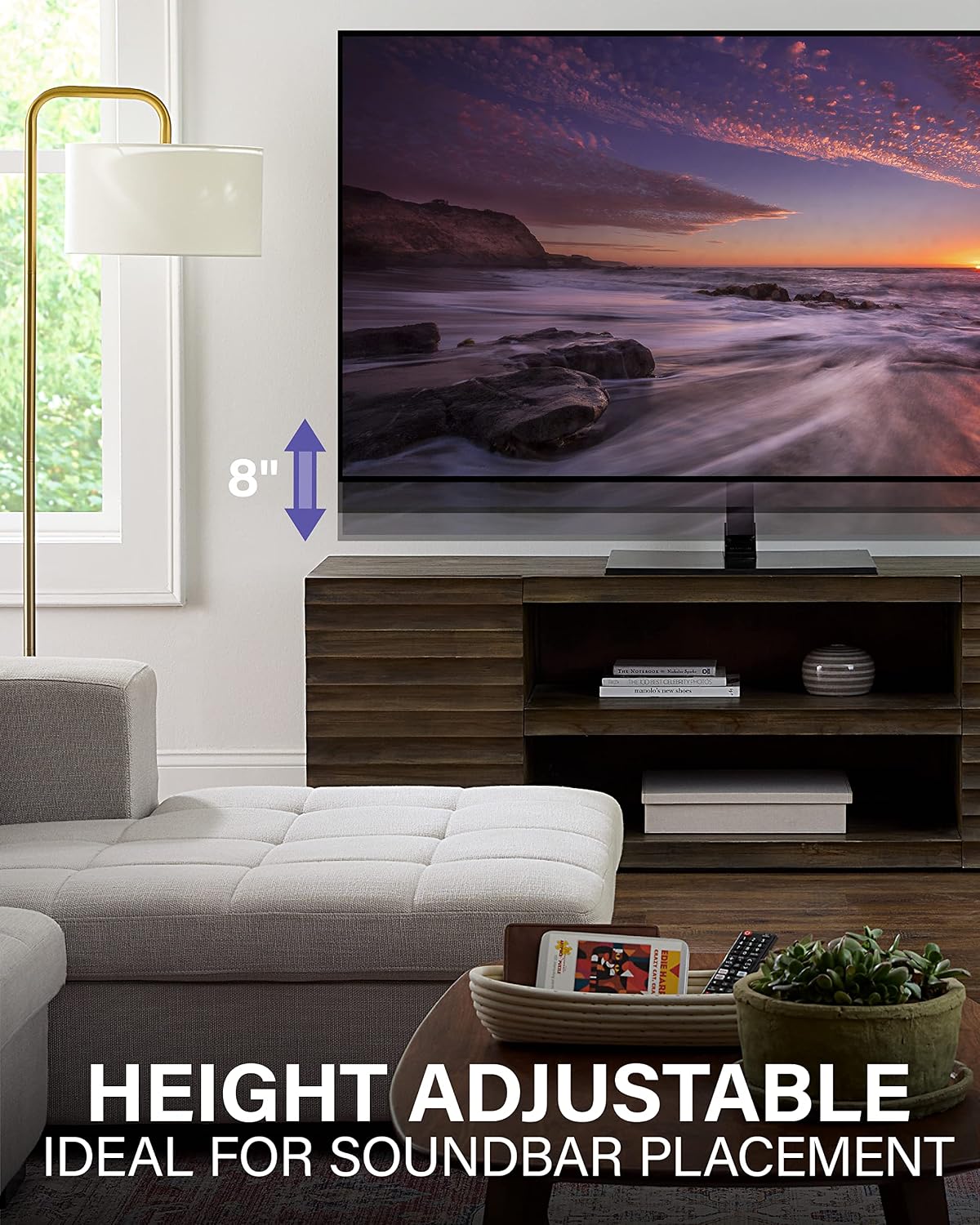 SANUS Universal TV Stand - Large Swivel Base Replacement TV Stand for Screens Up to 86' - Swivels 70 Degrees & Height Adjusts 8' - Compatible with Sony, Vizio TCL & More