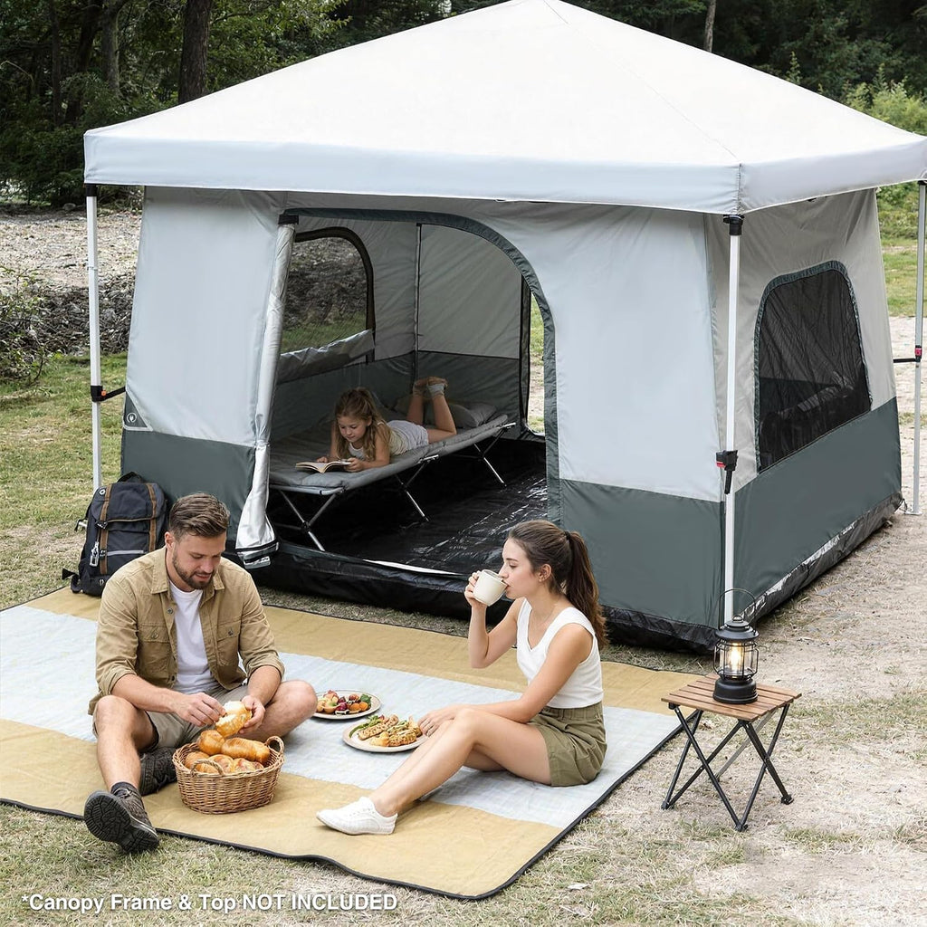 REDCAMP Canopy Camping Tent for Pop Up Canopy Tent, Inner Tent Converts Straight Leg 10'x10' or 10'x20' Canopy into Camping Tent, Fits 4-6 Person(Frame/Shelter NOT Included)