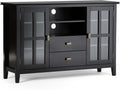 SIMPLIHOME Artisan TV Stand - 53 inch Wide Solid Wood Tall Media Console in Black, Contemporary Entertainment Center for Living Room for TVs up to 60 Inches with Drawers and Cable Management