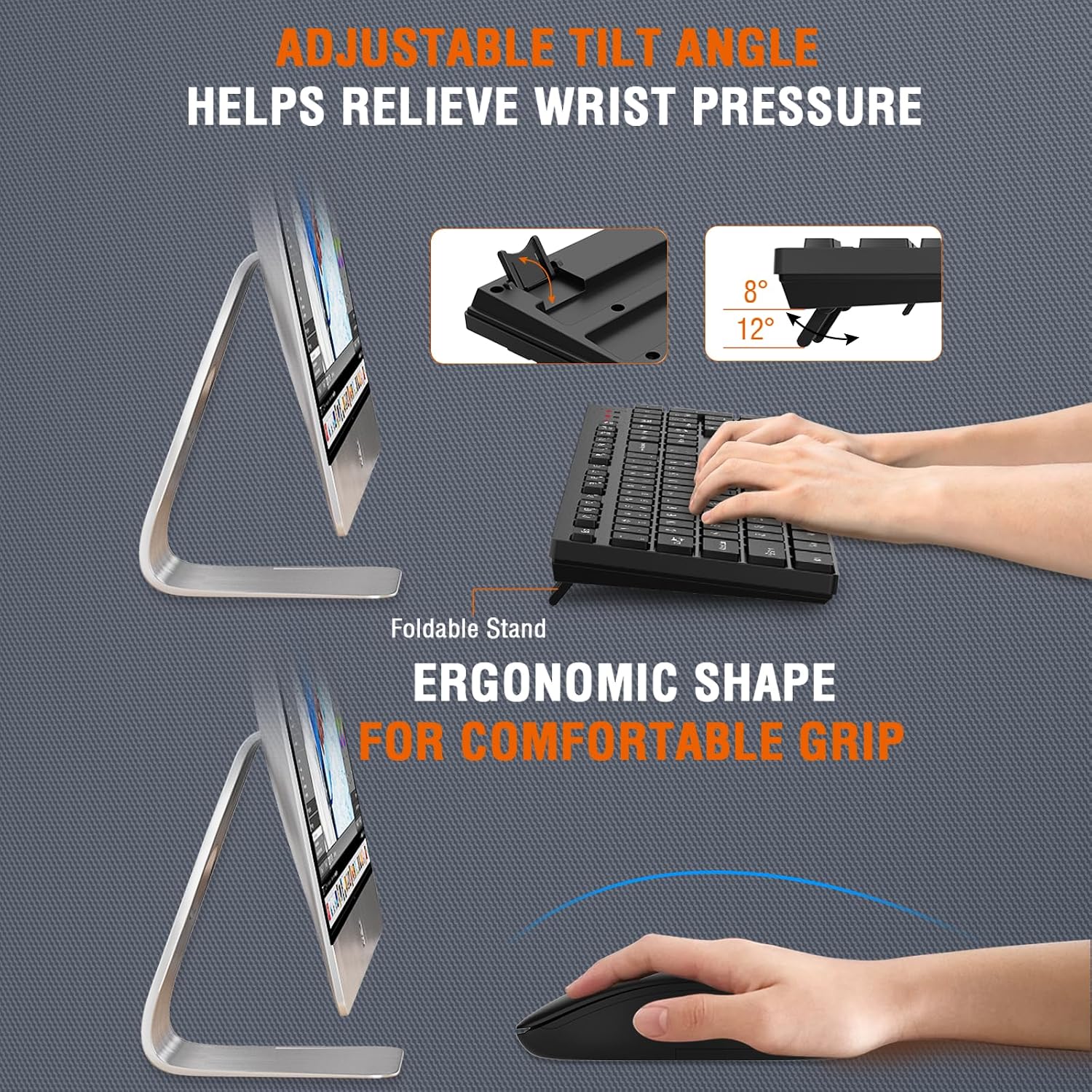 Wireless Keyboard and Mouse Combo, EDJO Silent Full Size Cordless USB Keyboard Mouse, 2.4GHz Lag-Free, Long Battery Life, for Computer, Laptop, PC, Chromebook, Windows (Black, 8 Pack)