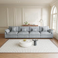 Modular Sectional Sofa Cloud Couch, 155.9' Oversized 4 Seater Sofa Couch with Pillows, Linen Blend Fabric Minimalist Deep Seat Couches for Living Room, Sofa Covers Washable&Removable, Grey