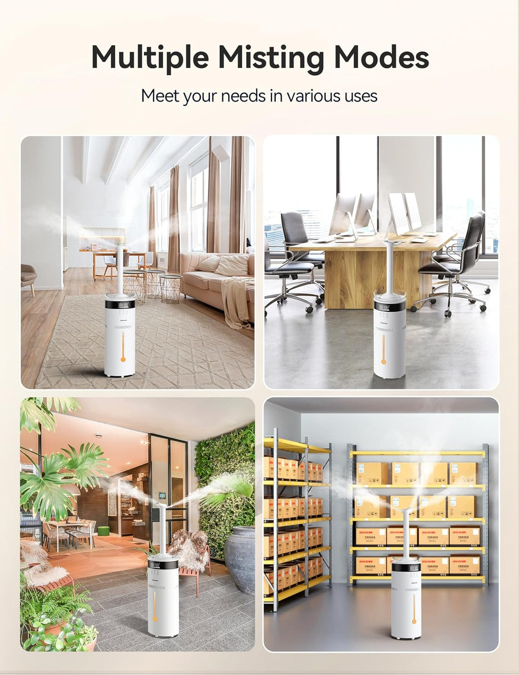 VAGKRI 18L Humidifier Large Room, for 2000 sq ft whole house humidifiers, 5 Mist Levels, 24H Timer, Auto Mode, Top Fill With 2 Extended Tube Quiet Cool Mist Humidifiers for Bedroom Home Baby Plant