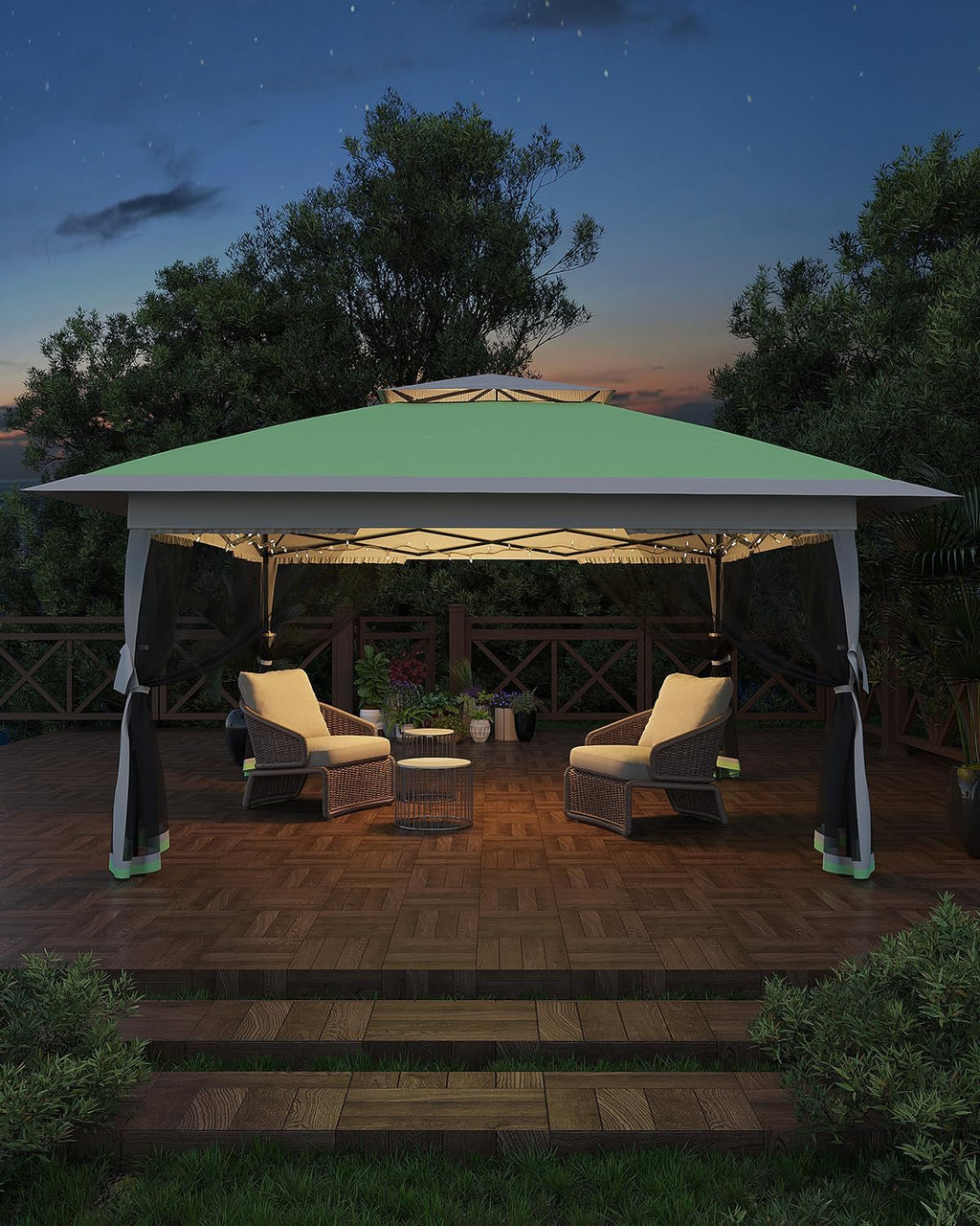 12x12 Canopy Tent, Pop Up Gazebo with Mosquito Netting, Outdoor Gazebo with 4 Sandbags & Wheeled Bag, pop up Canopy for Backyard & Patio Furniture, Patio, Deck