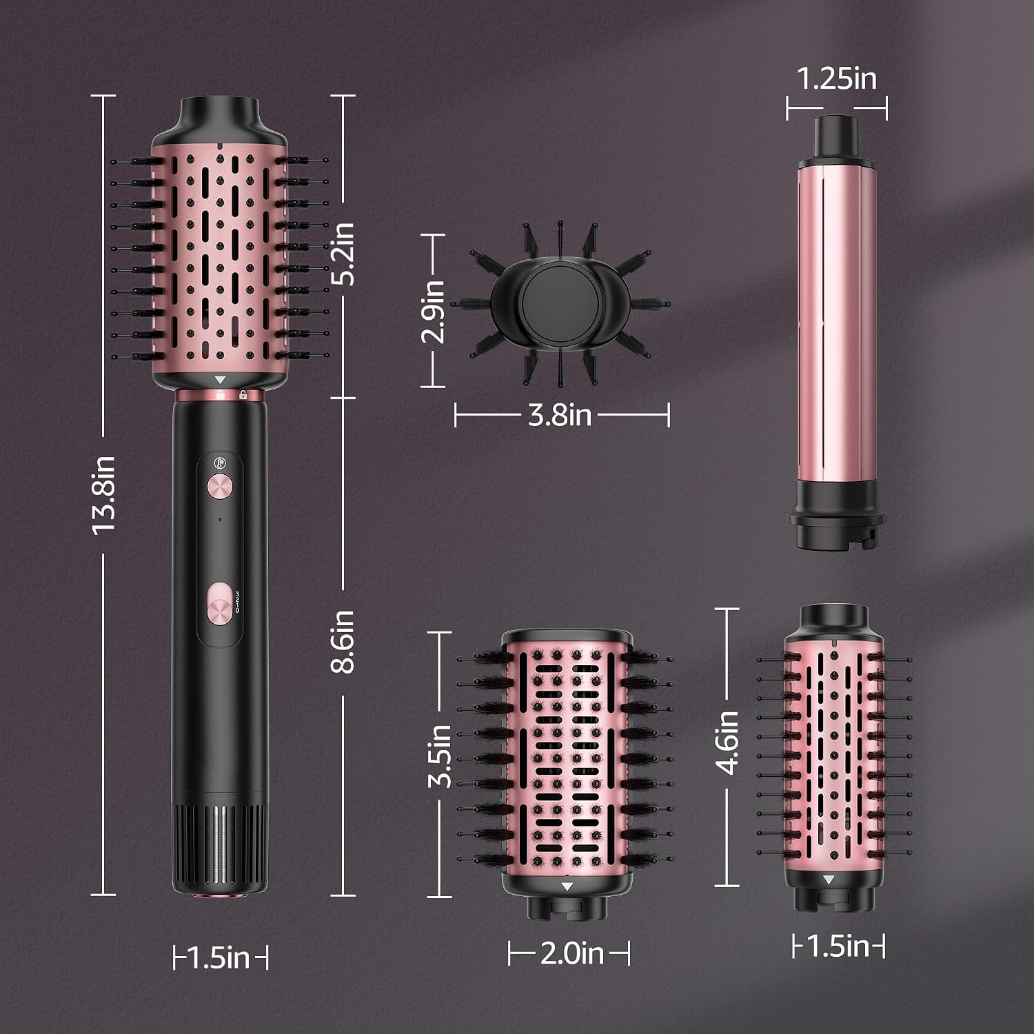 SKIMI 110,000 RPM Brushless Motor Hair Dryer Brush - 5 Multi-Styler for Fast Drying, Curling, Volumizing & Straightening | High-Speed Hot Air Brush for All Hair Types (Black & Rose Gold)