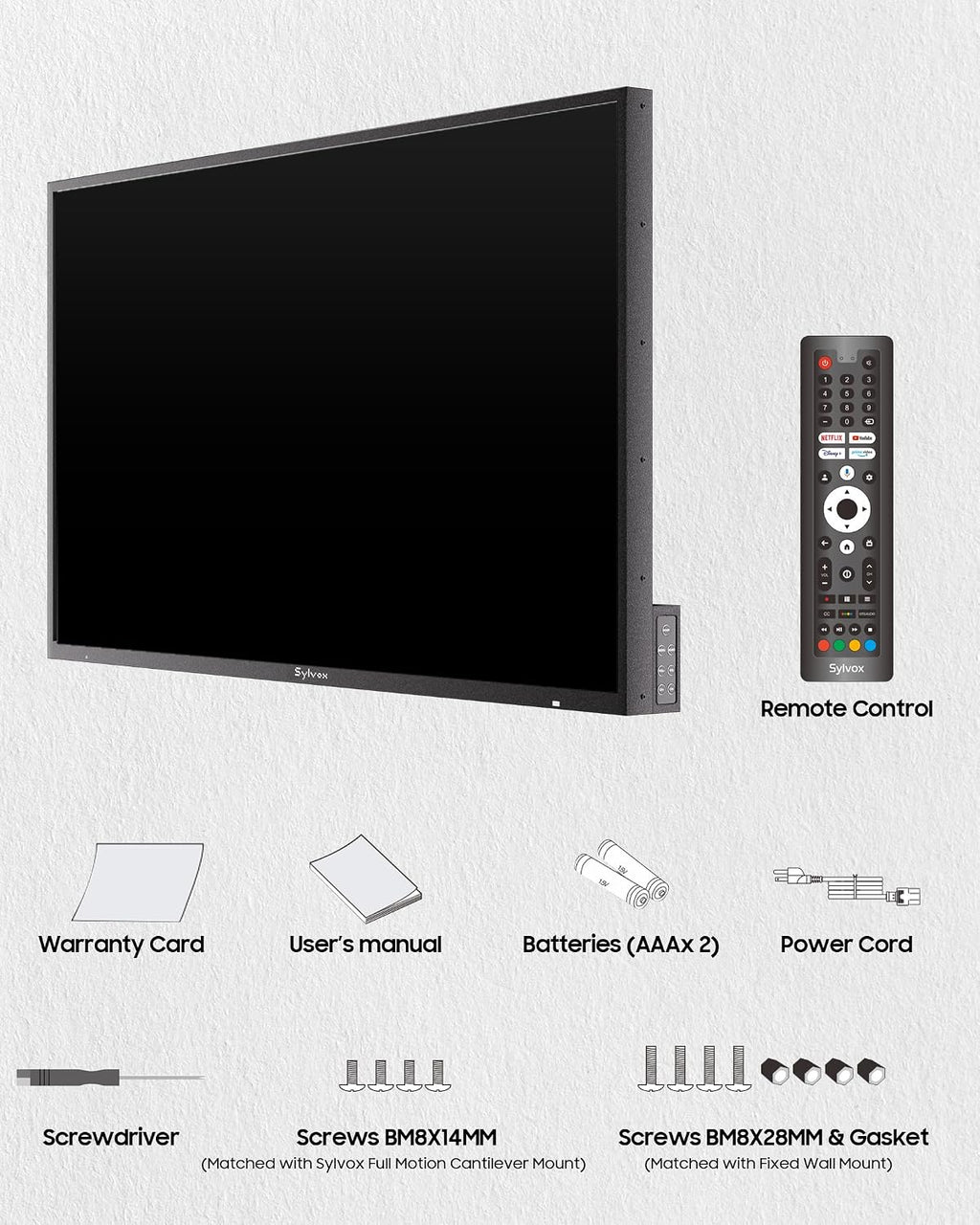 SYLVOX Outdoor TV, 43 inch 2000 Nit High Brightness Smart TVs, 4K Sunlight Readable Display, IP56 Waterproof, Smart TV for Outdoor Households or Commercial Places (Pool Pro 3.0)